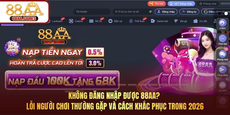 Không đăng nhập được 88AA? Lỗi người chơi thường gặp và cách khắc phục trong 2026